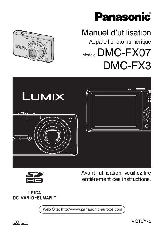 Notice PANASONIC LUMIX DMCFX07 appareil photo Trouver une solution à